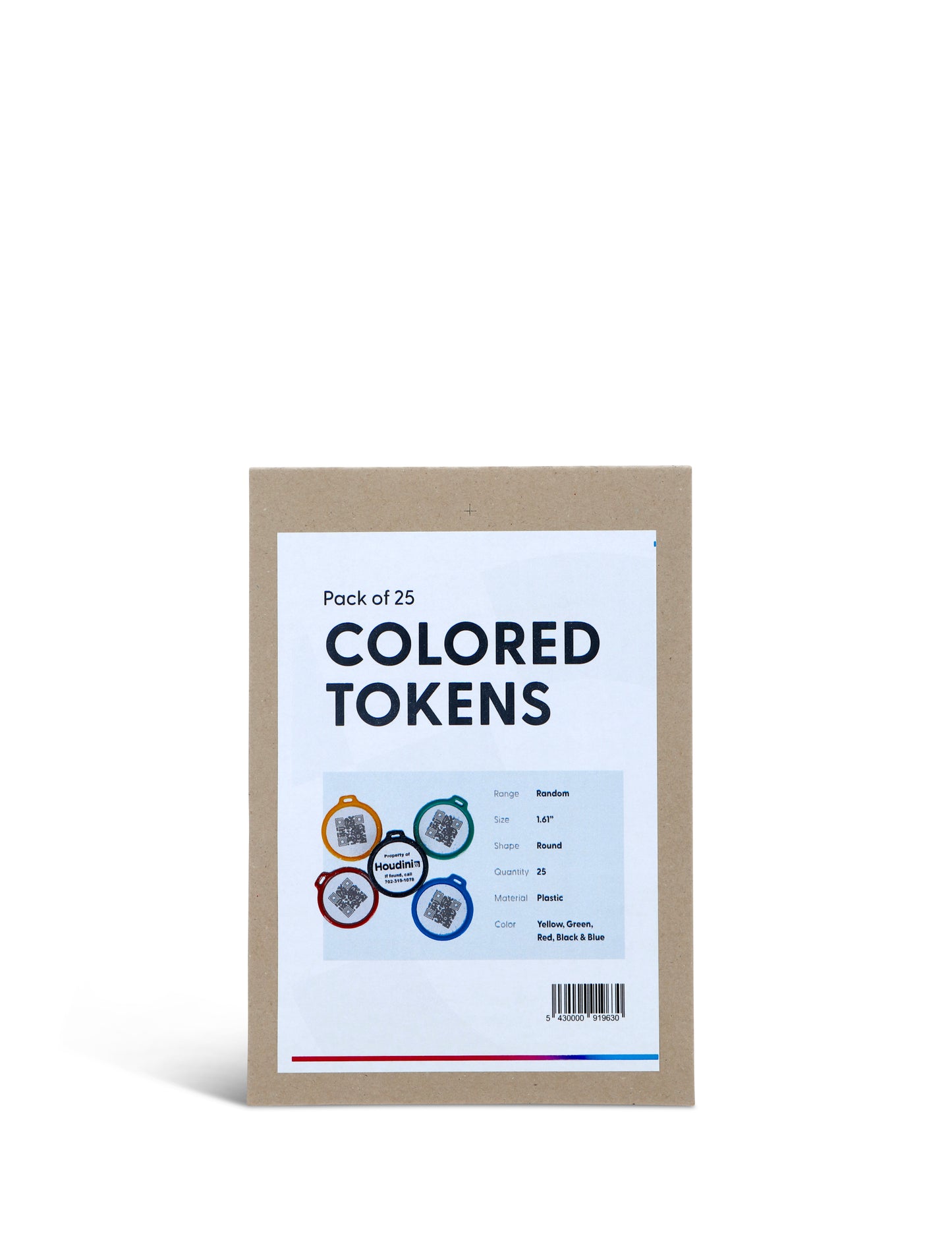 25 Colored Tokens - with key rings