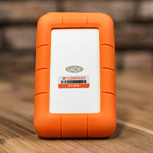100 Tiny Asset Labels (0.6″ x 1.4″ rectangular) - customized with your own logo